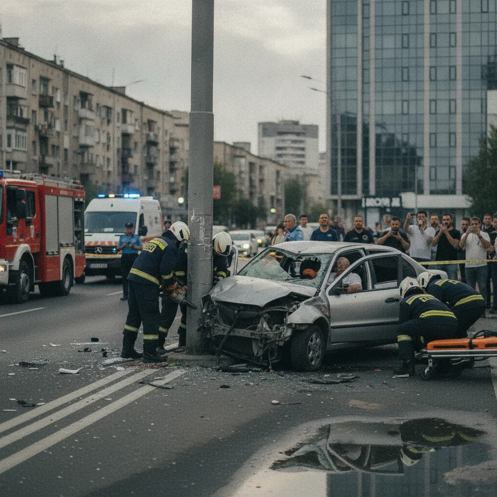 Accident în Ploiești: Bărbat de 51 de ani descarcerat de pompieri pe Mihai Bravu