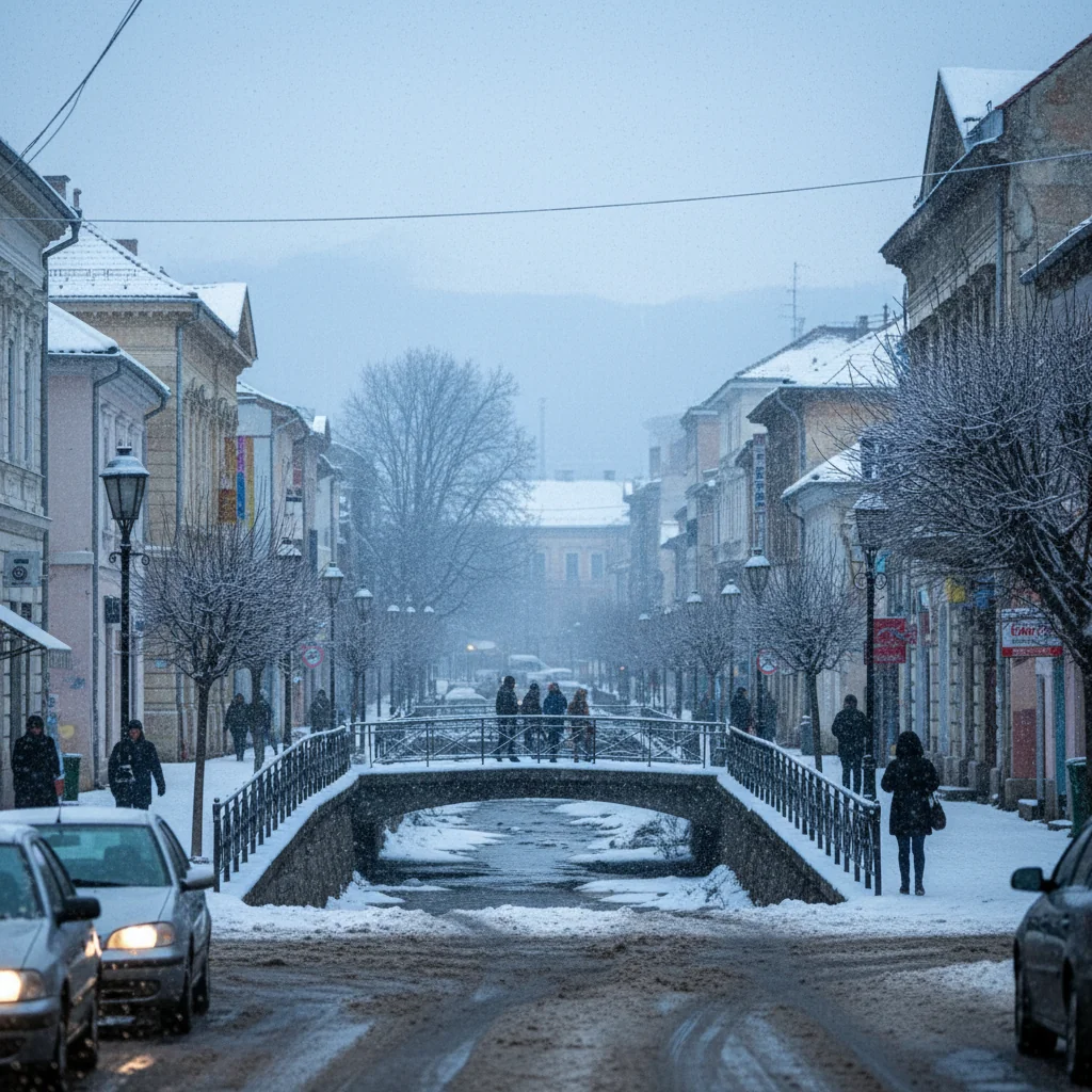 Ger persistent la Ploiești pe 18 ianuarie 2026, cu ninsori slabe și risc de polei