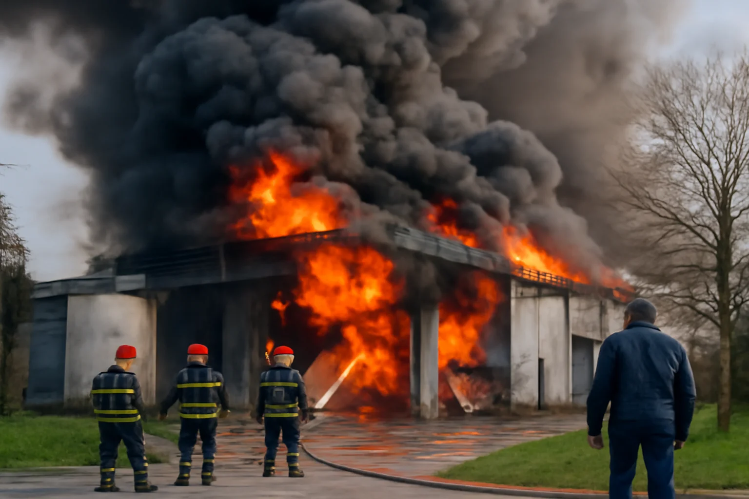 Incendiu la o hală de mase plastice din Ploiești, pe strada Pompelor