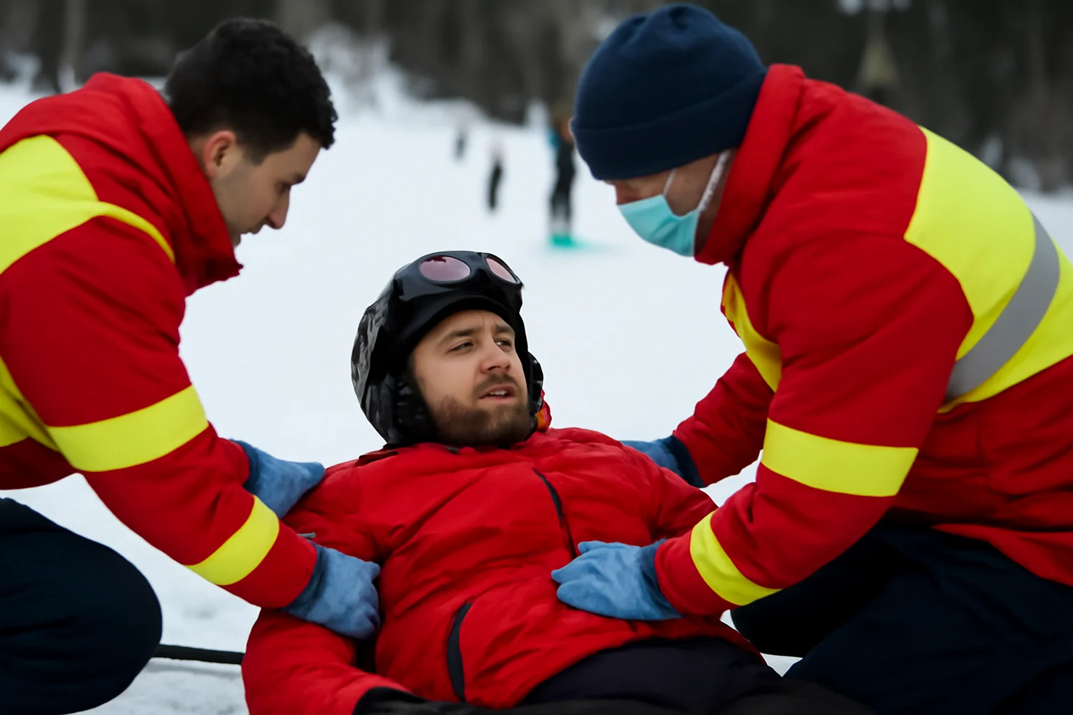 intervenție de urgență a medicilor direct pe pârtie