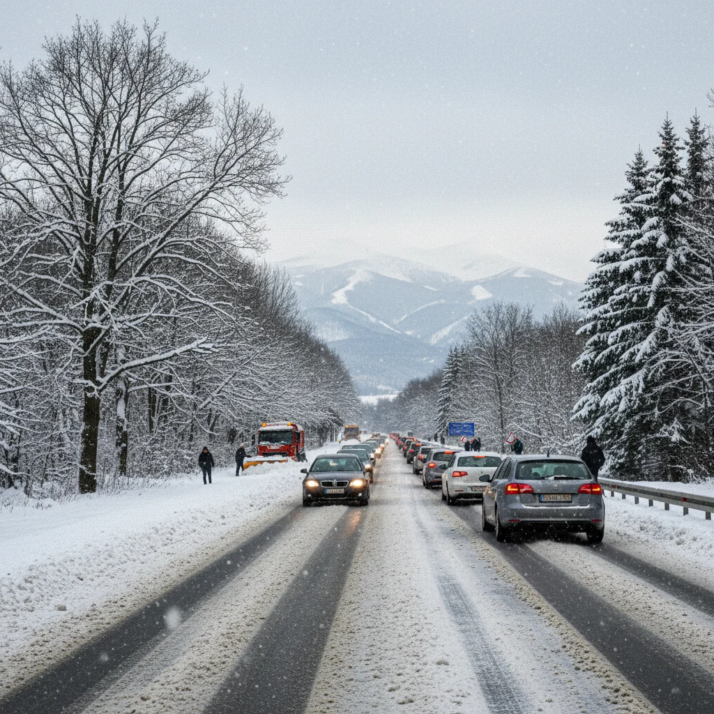 Trafic rutier în condiții de iarnă la Ploiești și în județul Prahova, anunț al polițiștilor