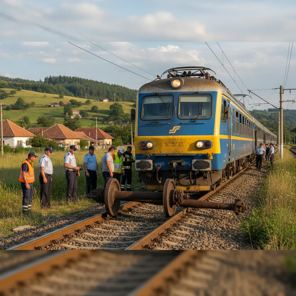 Tren de călători lovit de o osie de vagonet